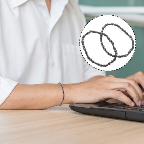 2 Pcs Black Gallbladder Magnet Ankle Chain Women's Man Cooling Bracelet