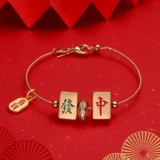 Chinese Style Mahjong Bracelet Women Prosperity Lucky Amulet National Trend Gift