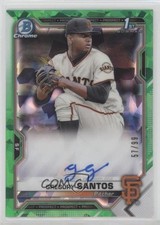 2021 Bowman Chrome HTA Green Atomic Refractor 57/99 Gregory Santos Auto 0c6