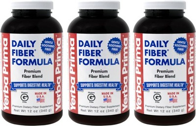 Yerba Prima Daily Fiber Formula Powder - 12 oz Pack of 3 - Soluble & Insolubl...