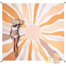 Waterproof Sandproof Beach Blanket, 9 Ft X 10 Ft Extra Large Beach Mat for 8 ...