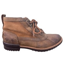 UGG Greda Waterproof Brown Leather Suede Winter Duck Boots Size 7