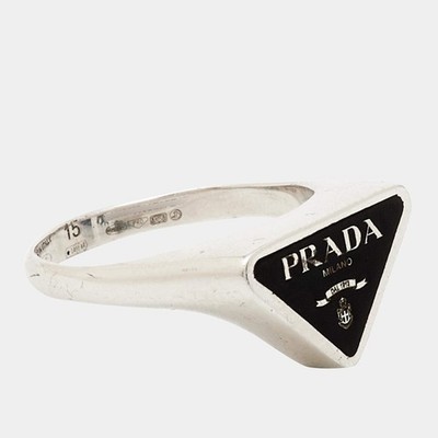 Prada Symbole Enamel Sterling Silver Ring Size 55 | eBay