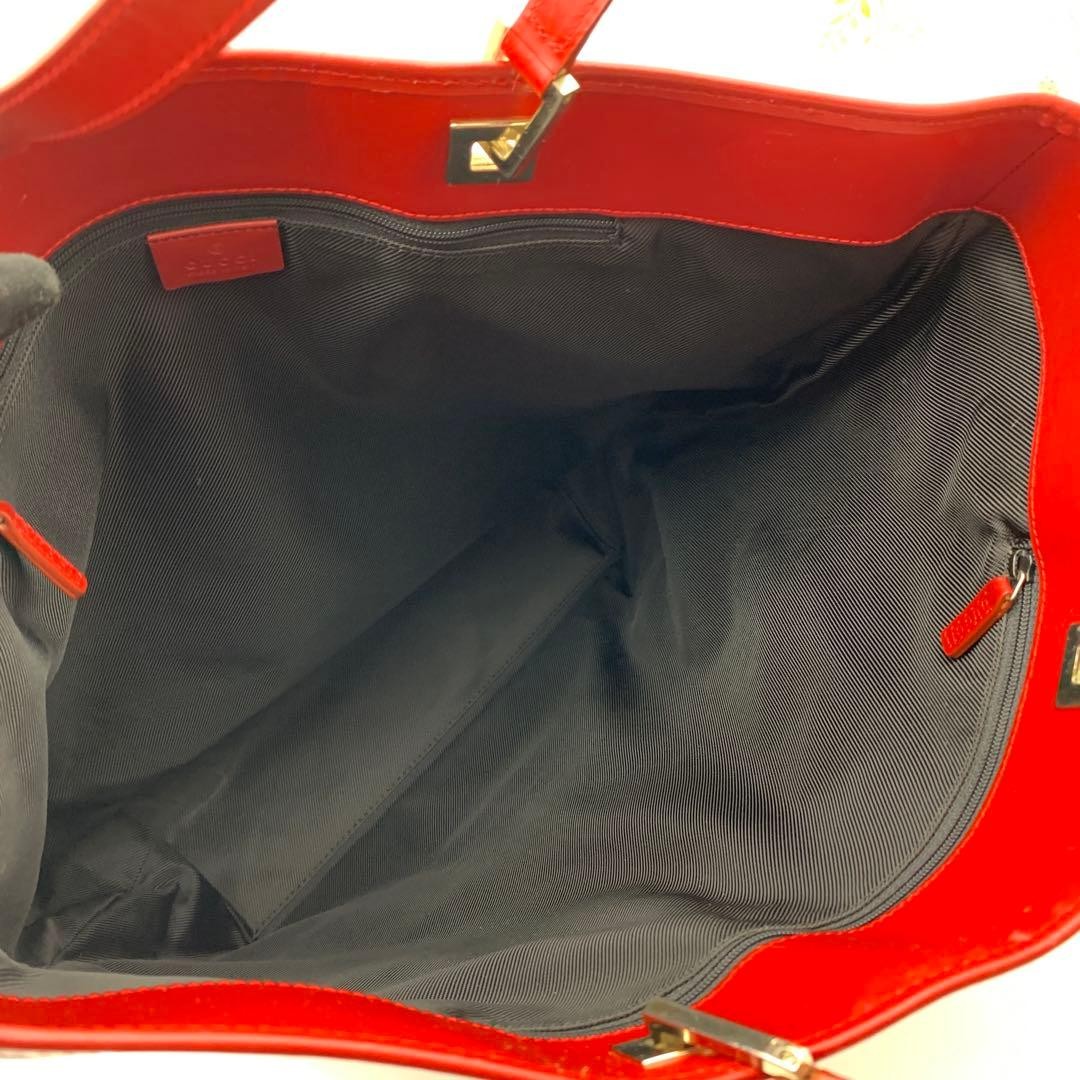 GUCCI GG Canvas Leather Tote Bag Beige Brown Red Large Authentic Classic thumbnail 10