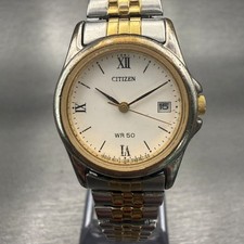 Citizen Watch Women 25mm White Dial Two Tone Date Round 1010-R11482 New Battery