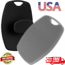 Silicone Shower Brush Exfoliating Body Scrubber with Grip Handle Spa Cleaner