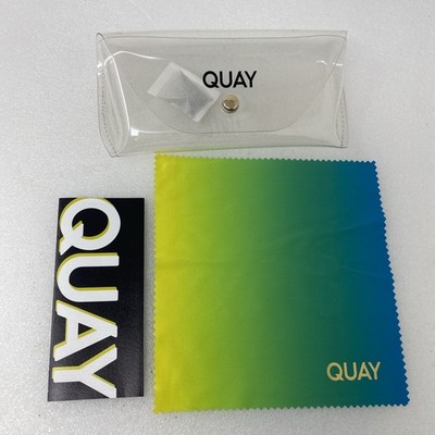 Quay Australia transparentes durchsichtiges Sonnenbrillenetui Druckknopf mit fuchsiafarbenem Tuch