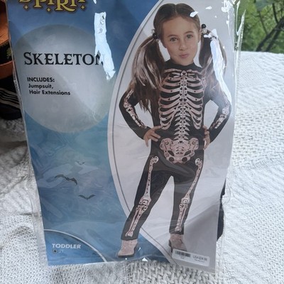 Disguise Toddler Skeleton Costume 2T Pink Heart Halloween Dress Up Hair Pieces