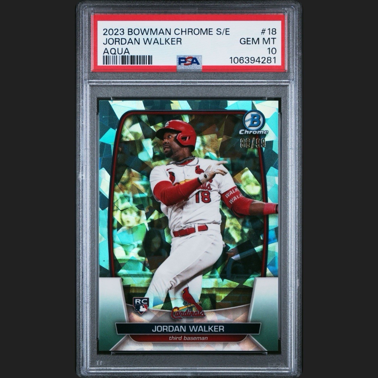 2023 Bowman Chrome Sapphire Edition Jordan Walker #18 Aqua /99 (RC) PSA 10