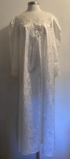 NOS vintage 80's ivory damask embroidered Natori Neimans nightgown sz M
