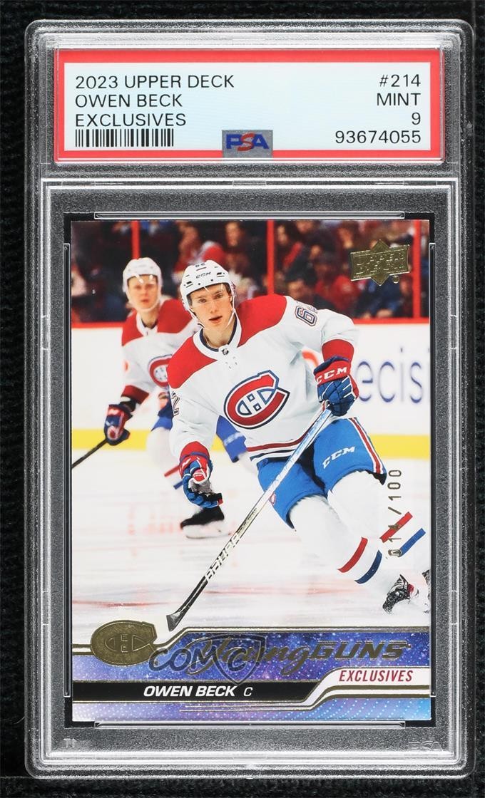 2023 Upper Deck Series 1 Young Guns Exclusives 14/100 Owen Beck PSA 9 MINT fb7
