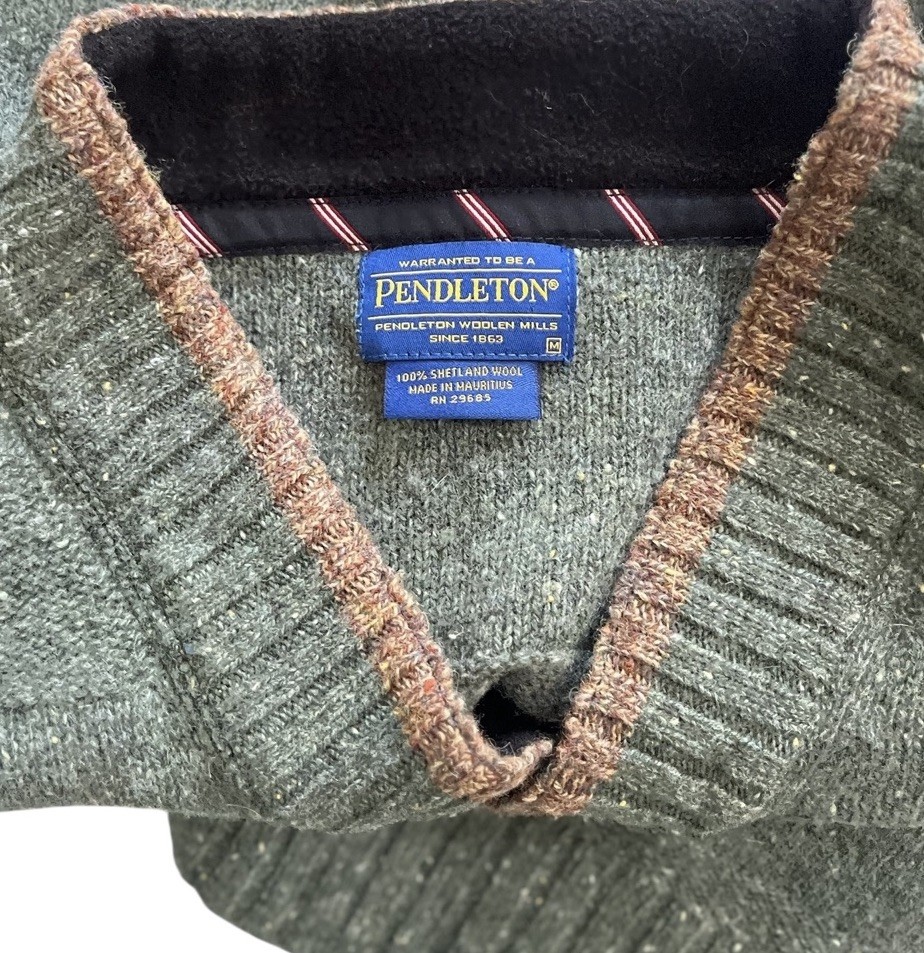 Pendleton Shetland Wool Sweater M Pullover V-Neck… - image 3