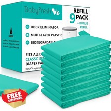 Diaper Pail Refill Bags 9 Pack 5000 Diaper Fresh Scent Odor Control