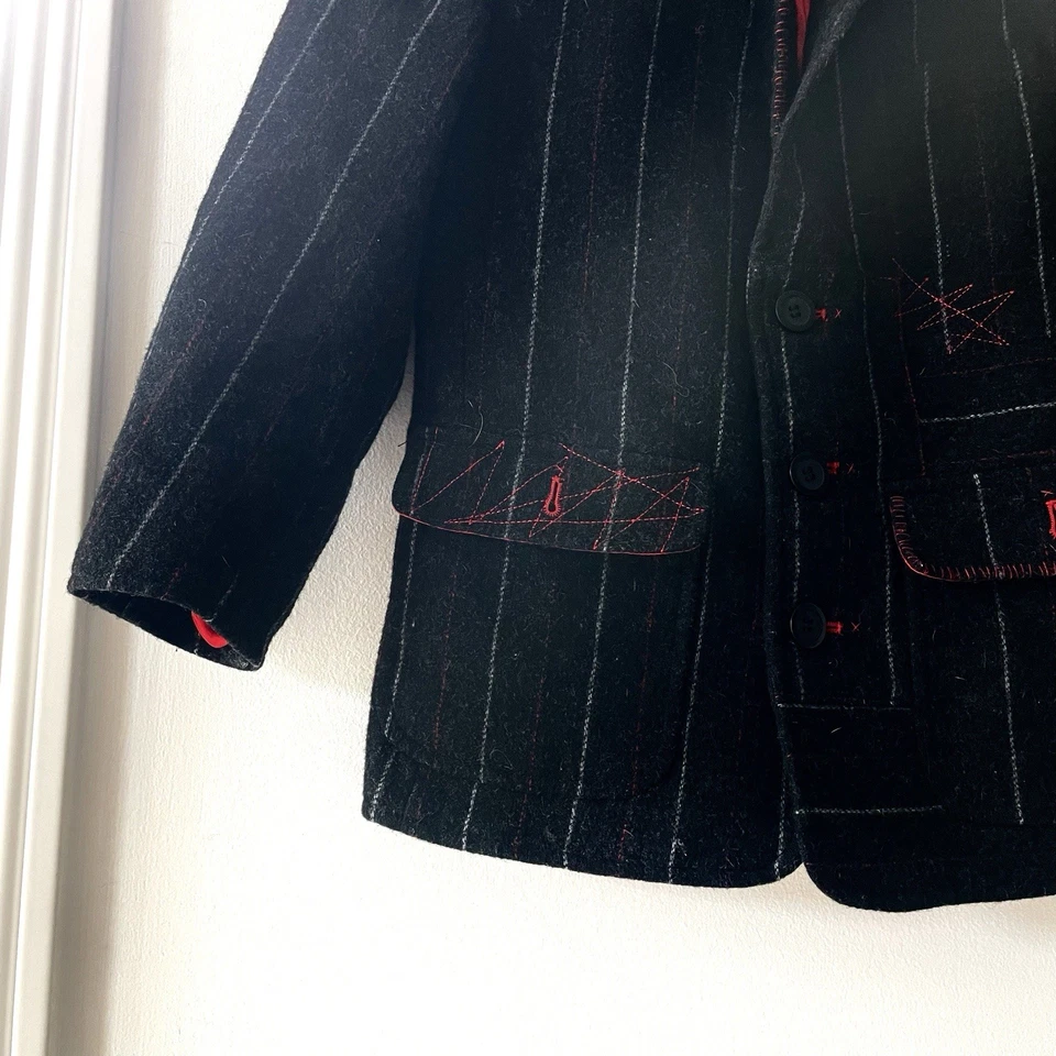 Blazer de lana vintage Rocawear puntada roja negra | niños talla 6 Foto 3 de 4