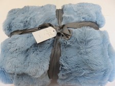 QVC COZEE HOME BNWOT BABY BLUE TEXTURED LUXURY LUSH FAUX FUR XL THROW 200 *150