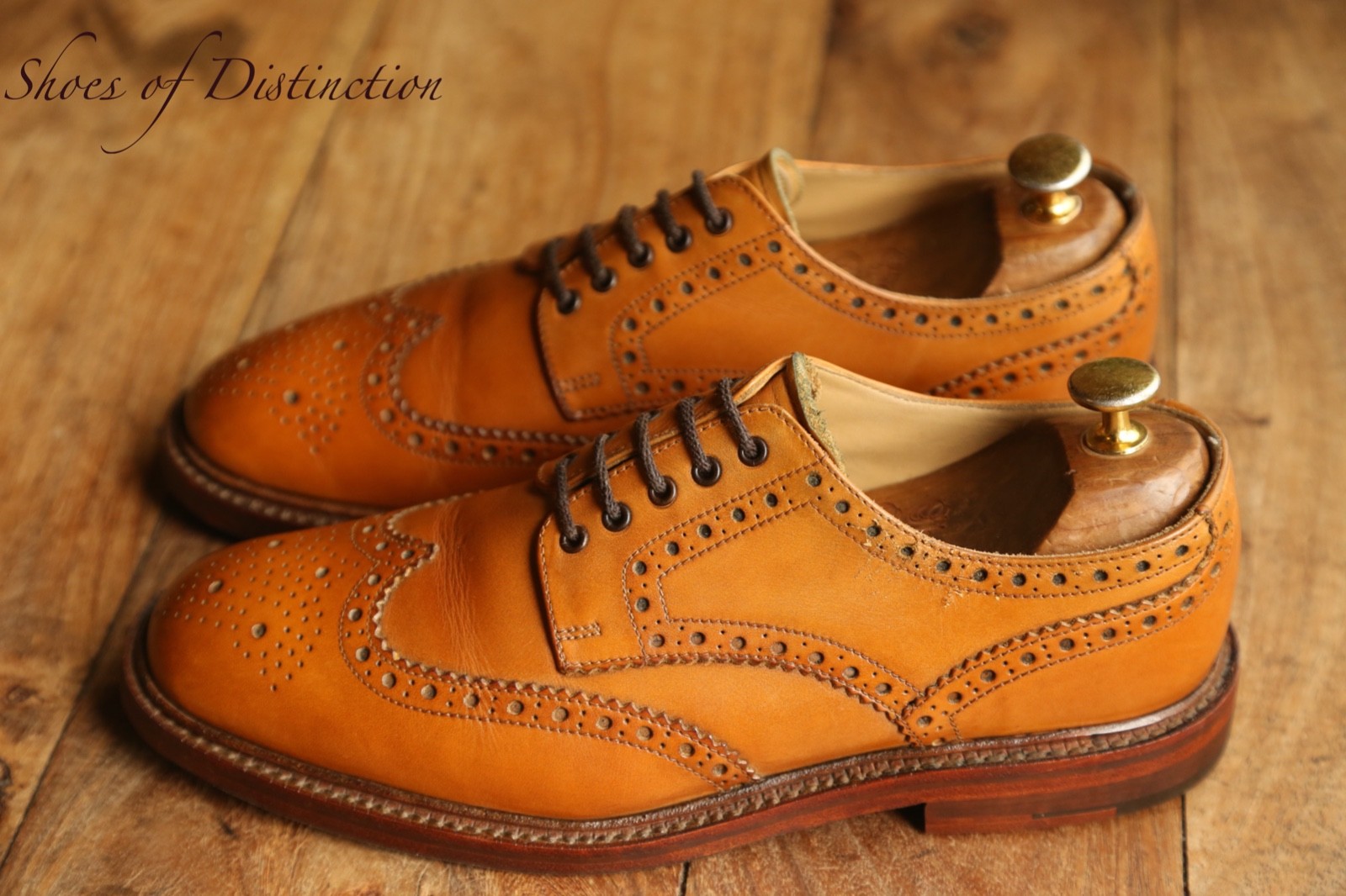 Loake 1880 Chester Tan Brown Leather Derby Brogue Shoes Men's UK 7 F US 8 EU 41 image 2