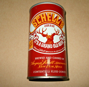 Schell's It's A Grand Old Beer Can SS Steel Bottom Opened Strong Printed Bottom