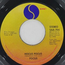 FOCUS Hocus Pocus SIRE SAA-704 VG 45 RPM 1973 Prog Rock 7" Jazz Jukebox
