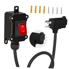 Extension cord with on/off switch, IP66 waterproof,Inline Power Switch 1.5FT