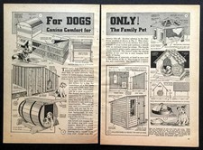 6 Dog House PLANS 1940 HowTo Build Large-Small-Shadebed-Barrel-Wood-Concrete