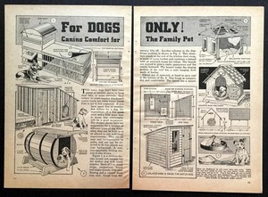 6 Dog House PLANS 1940 HowTo Build Large-Small-Shadebed-Barrel-Wood-Concrete