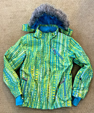 Girls SPYDER Ski Jacket Coat Youth 16 Hooded Ski Jacket Green Blue