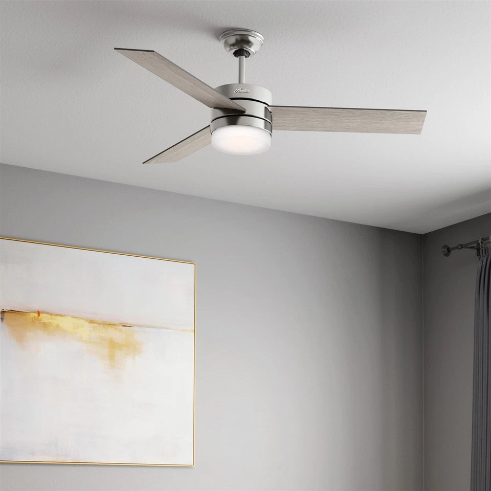 Hunter Fan 54 in Modern Brushed Nickel Finish Indoor Ceiling Fan with Light Kit - Image 4 of 4