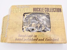 Solid Brass Rodeo Cowboy Bucking Bronco Vintage Belt Buckle by Heritage Mint