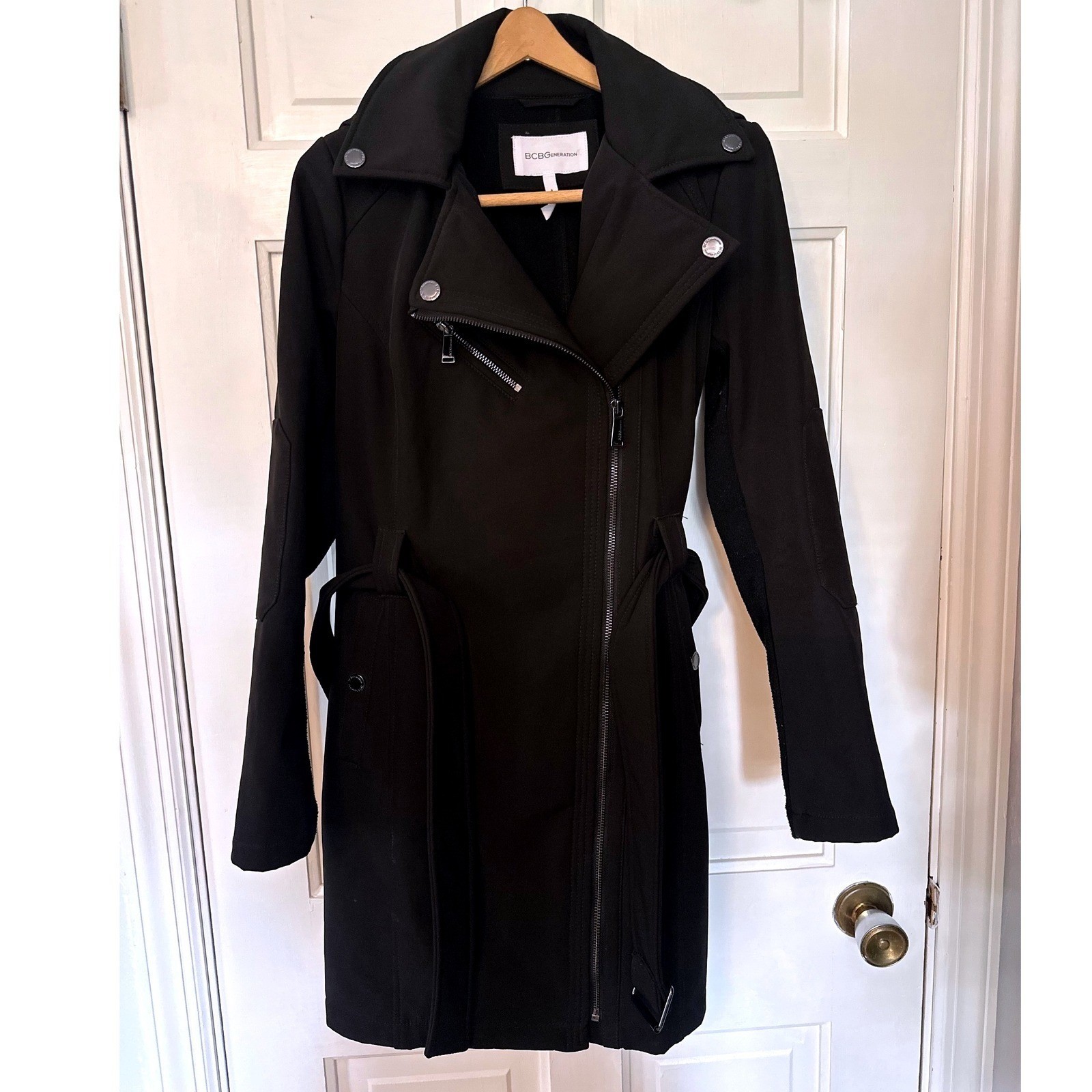 BCBGeneration Black Hooded Soft Shell Trench Coat… - image 2