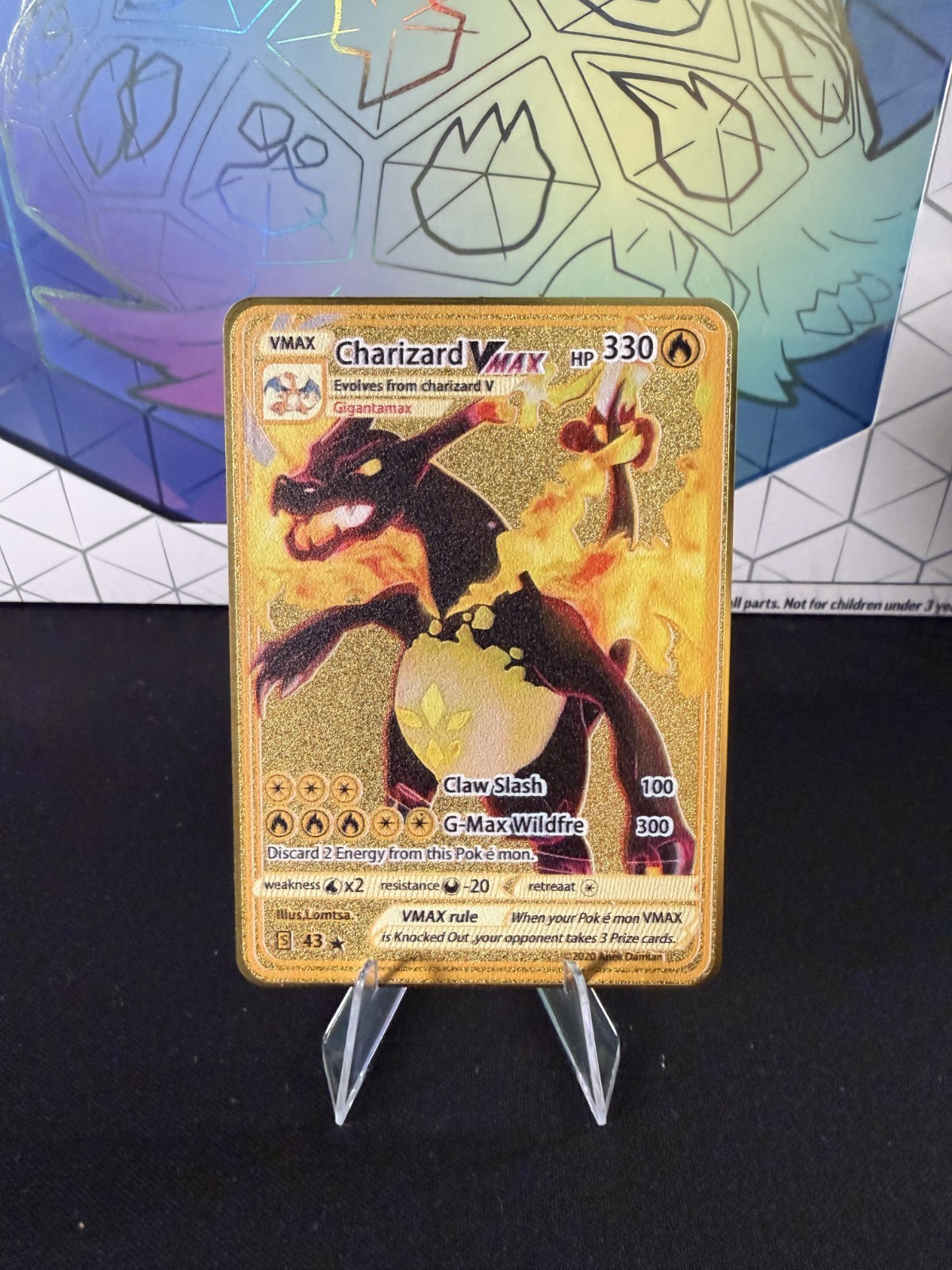 Charizard VMAX #43 Pokemon Collectible Gold Metal Card, Great For Gifts/Displays