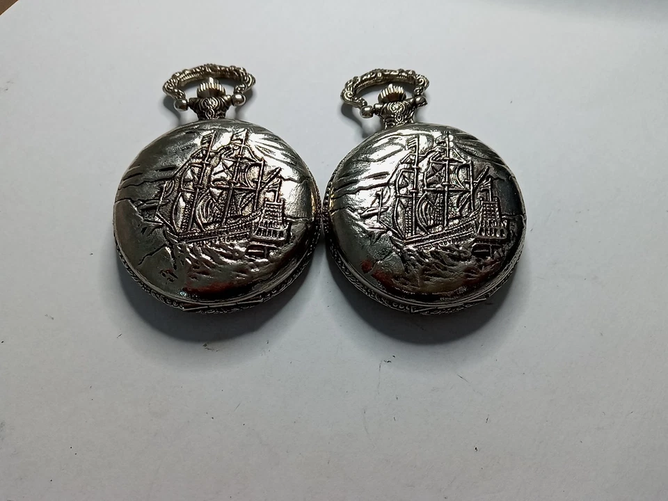 Pocket Watch , Japan movement JAS Sailing Ship on Cover, lot of 2, 10222408 - Image 3 of 4