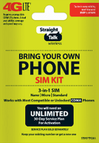 Straight Talk SIM Card For VERIZON CDMA Network Activation Kit BYOP 