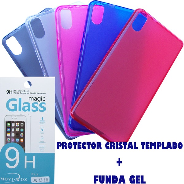 FUNDA GEL TPU Y PROTECTOR SCREEN PANTALLA CRISTAL TEMPLADO PARA BQ AQUARIS X5
