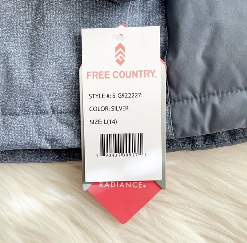Free Country Girls Pink/Gray Water Resistant Puffer Jacket NWT Size 14 - 第 9/12 張圖片