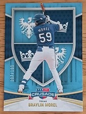 2024 Panini Crusade #127 Braylin Morel Blue Parallel Texas Prospect /199