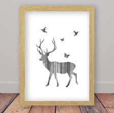Scandi Style Stag Silhouette Poster Print Modern Home Decor Minimal Wall Art