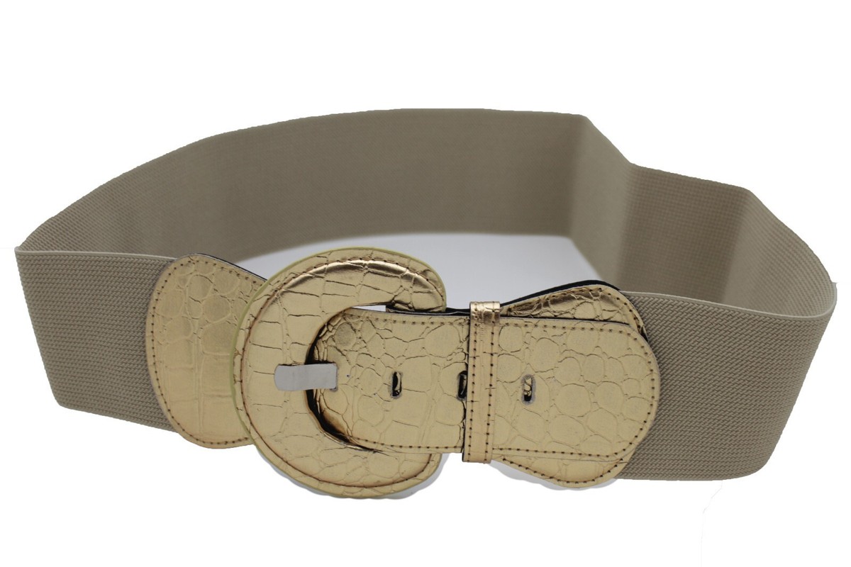 Faux Leather Belt with Gold Buckle, 1.2\