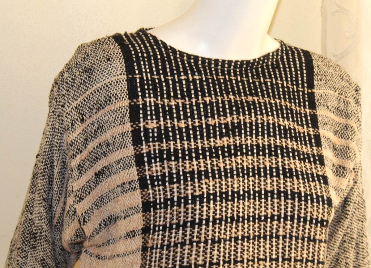 Meredith Friedman Handwoven Art-to-Wear Neutral Fiber Art Sweater