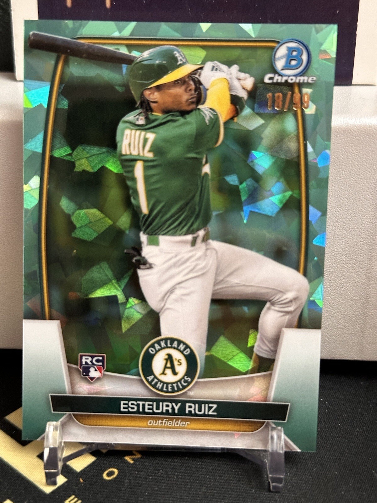 Esteury Ruiz 2023 Bowman Chrome Sapphire Aqua Refractor Rookie RC #18/99 #46