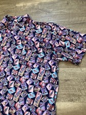 Vintage Chiamare Mens Large Rayon Shirt Novelty Soda Label Print Grapette Nehi L