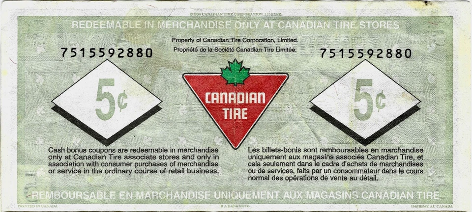 Canadian Tire Money 5c - 75th Anniversary Special Edition - Image 2 of 2