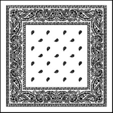 WHITE Paisley Classic BANDANA Head Face Wrap Mask Neck Scarf Hanky Scarves Hanky