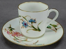 Chas Field Haviland Limoges Aesthetic Floral & Gold Demitasse Cup & Saucer A