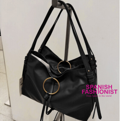 Zara Black Bags Uk ZARA WOMAN SS25 BLACK METAL DETAIL SHOULDER