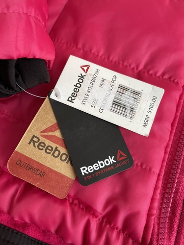 Women’s 3 in 1 Jackets Size M Reebok Black/Pop Systems Active drawstring on hood - Picture 6 of 12