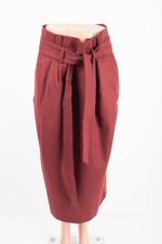 Boden Womens Rosemoor Paperbag Wool Skirt UK 14 US 10 Maroon Red Below Knee NWT