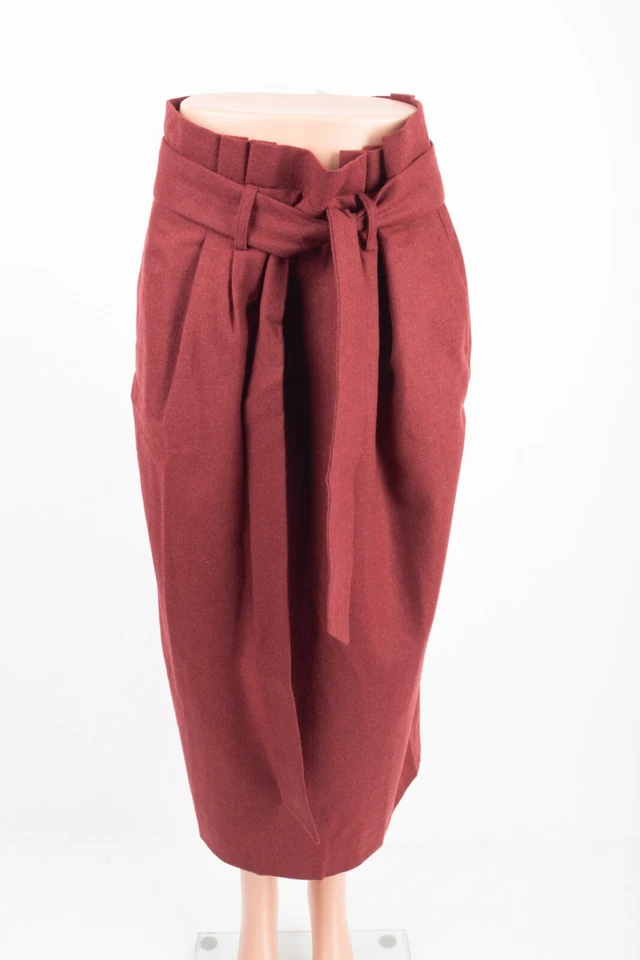 Boden Womens Rosemoor Paperbag Wool Skirt UK 14 US 10 Maroon Red Below Knee NWT