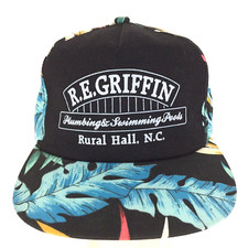 Vtg RE Griffin Hawaiian Hat All Over AOP Made USA Snap Back Trucker Baseball Cap