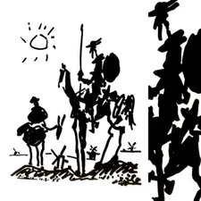 30W"x40H" DON QUIXOTE by PABLO PICASSO - BLACK and WHITE OLD MASTERS CANVAS