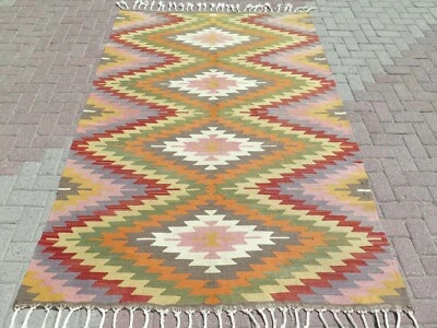 Kilim clásico turco de Anatolia, alfombra de diseño de diamante, alfombra de ... - Imagen 1 de 4